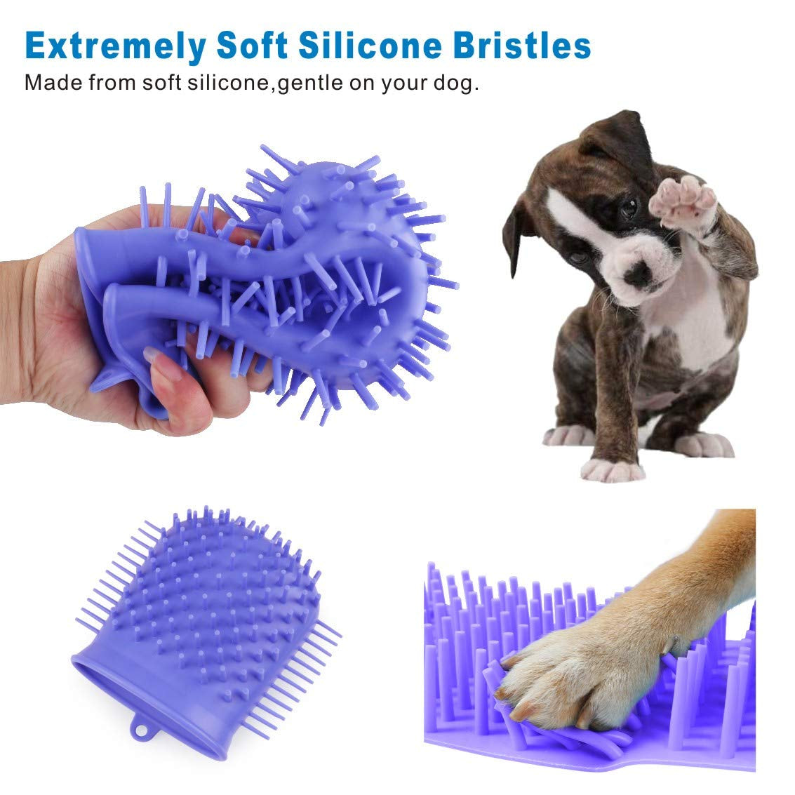 Drying a dog's paw with the towel included with the paw cleaner