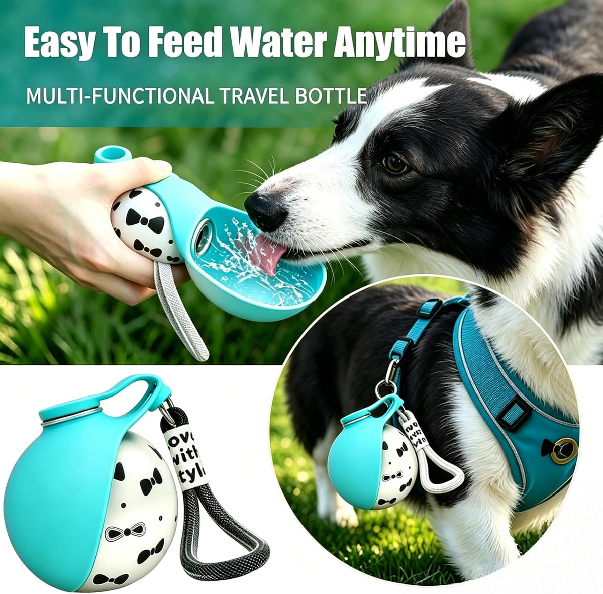 How the Trotzee bottle opens and pours water into its built-in bowl